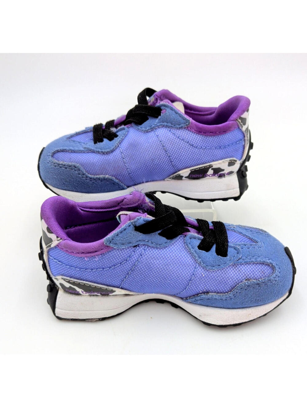 New Balance 327 Infant/Toddler Shoes SZ 5, Violet/Blue Dalmatian - Picture 2 of 9